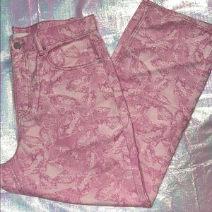 Urban Outfitters Pink  Floral Wide Leg Jeans 150.